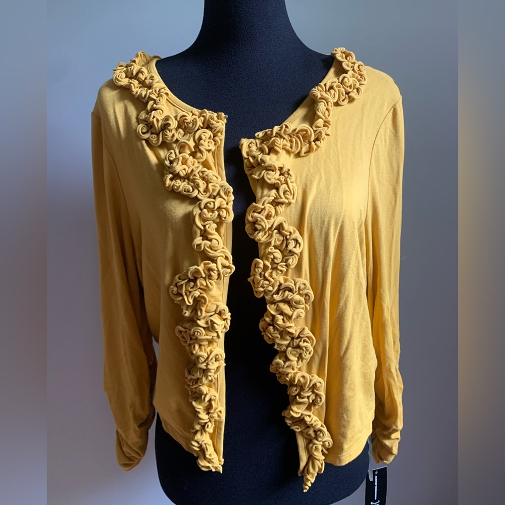 International Concepts mustard cropped cardigan